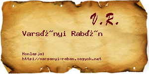 Varsányi Rabán névjegykártya